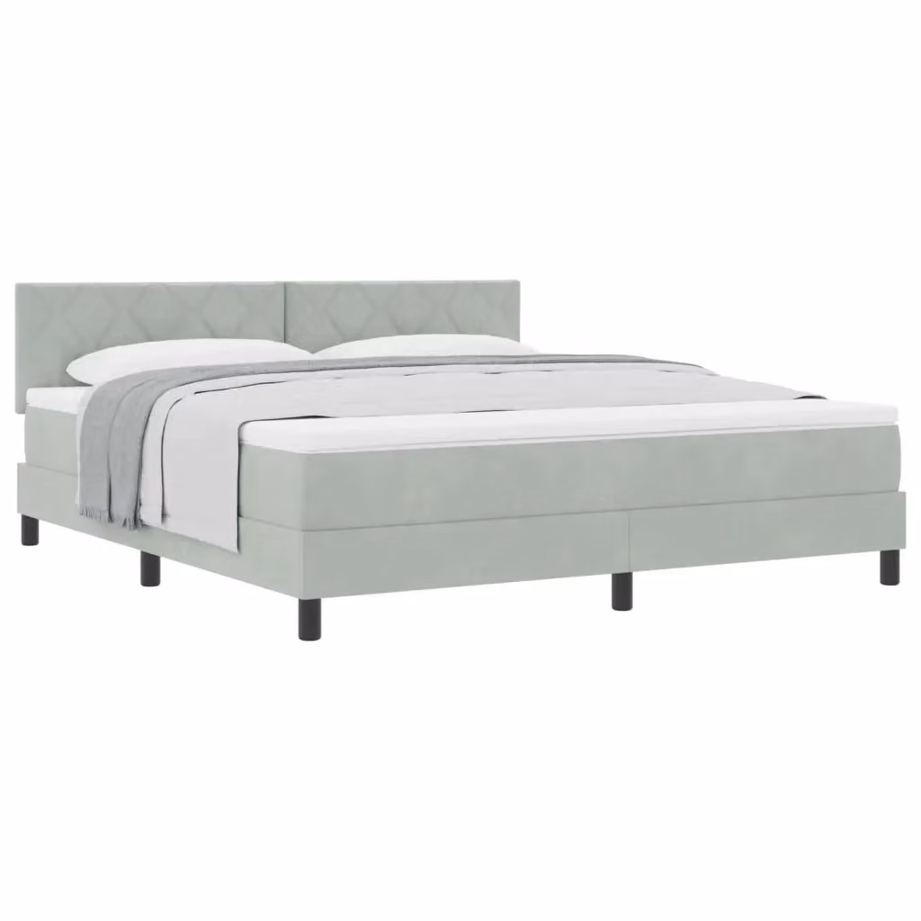 Letto matrimoniale moderno vidaXL in velluto grigio con testiera, L/P/H: 180 x 200 x 103 cm – 2