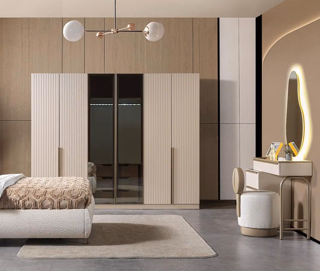 Armadio, cassettiera, camera da letto, stile moderno, colore bianco, pratico, nuovo