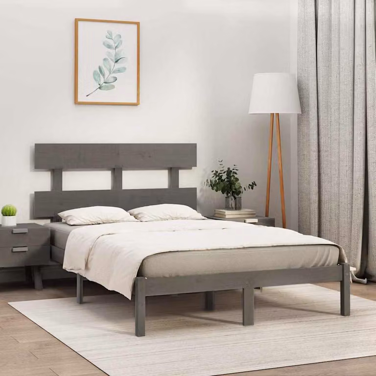 Giroletto vidaXL in legno massello di pino grigio per adulti 200 x 200 cm