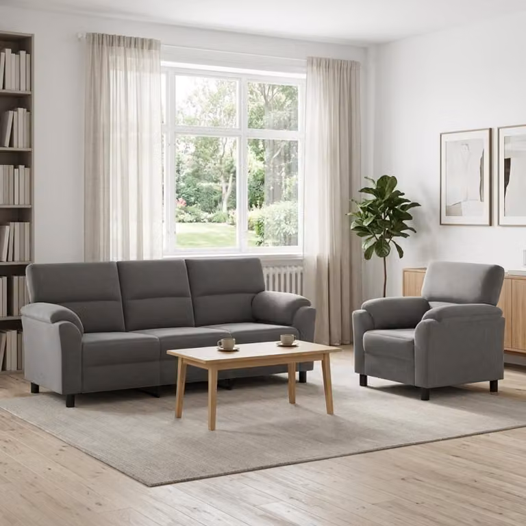 Set di 2 divani moderni vidaXL in velluto grigio scuro con struttura in metallo per il tuo soggiorno