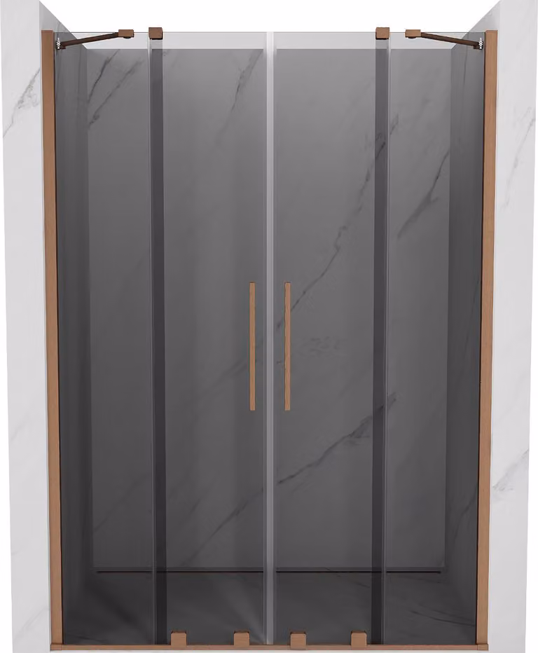 Mexen Velar Duo porte doccia scorrevoli 160 cm, grafite, rame spazzolato - 871-160-000-42-65