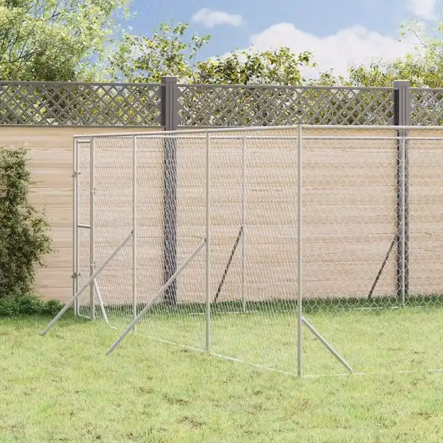Cuccia per cani da esterno vidaXL in metallo argento L: 6 m, P: 10 m, H: 2 m