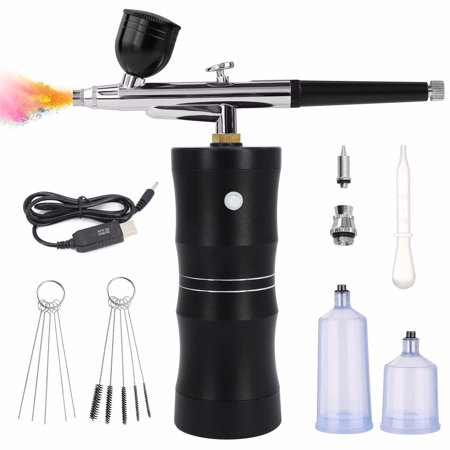 Kit per aerografo con compressore, 34 PSI, ugello da 0,4 mm, ricaricabile e portatile