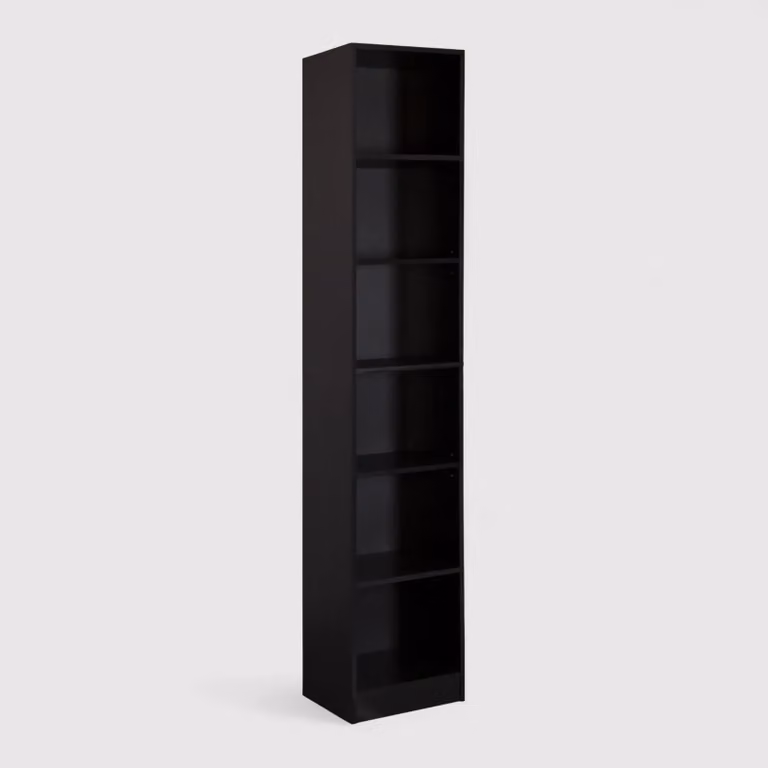 Suyuk - Libreria slim salvaspazio nera con 10 scaffali