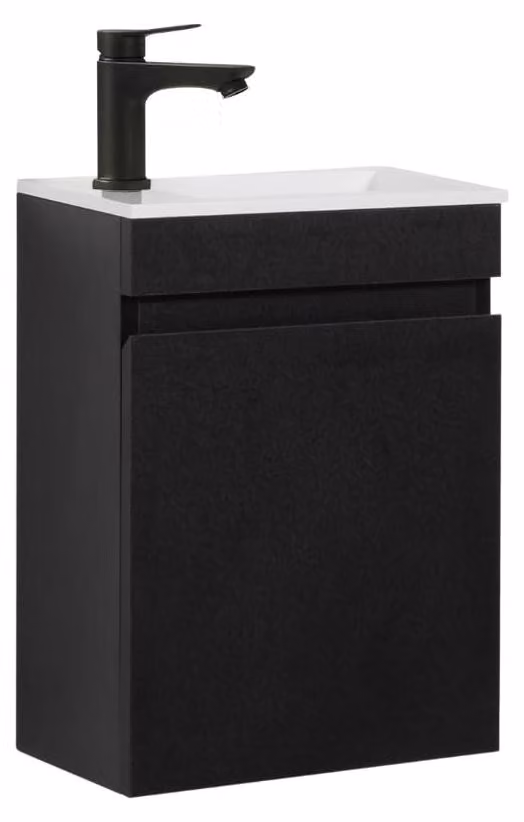Set per lavabo da 40 cm con mobile sottolavabo, colore nero, da montare a parete