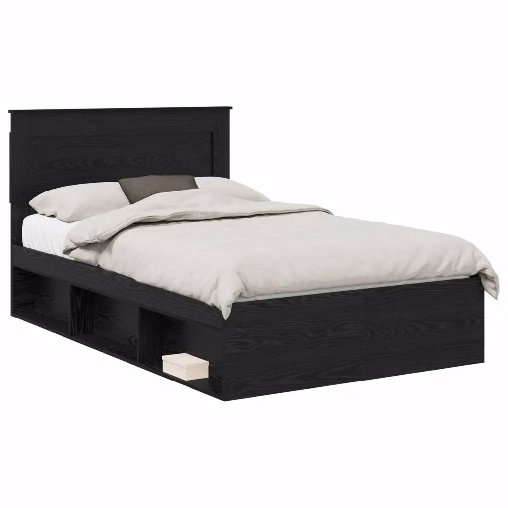 Struttura del letto moderna vidaXL in pino massello nero L/P: 120 x 200 cm – 2