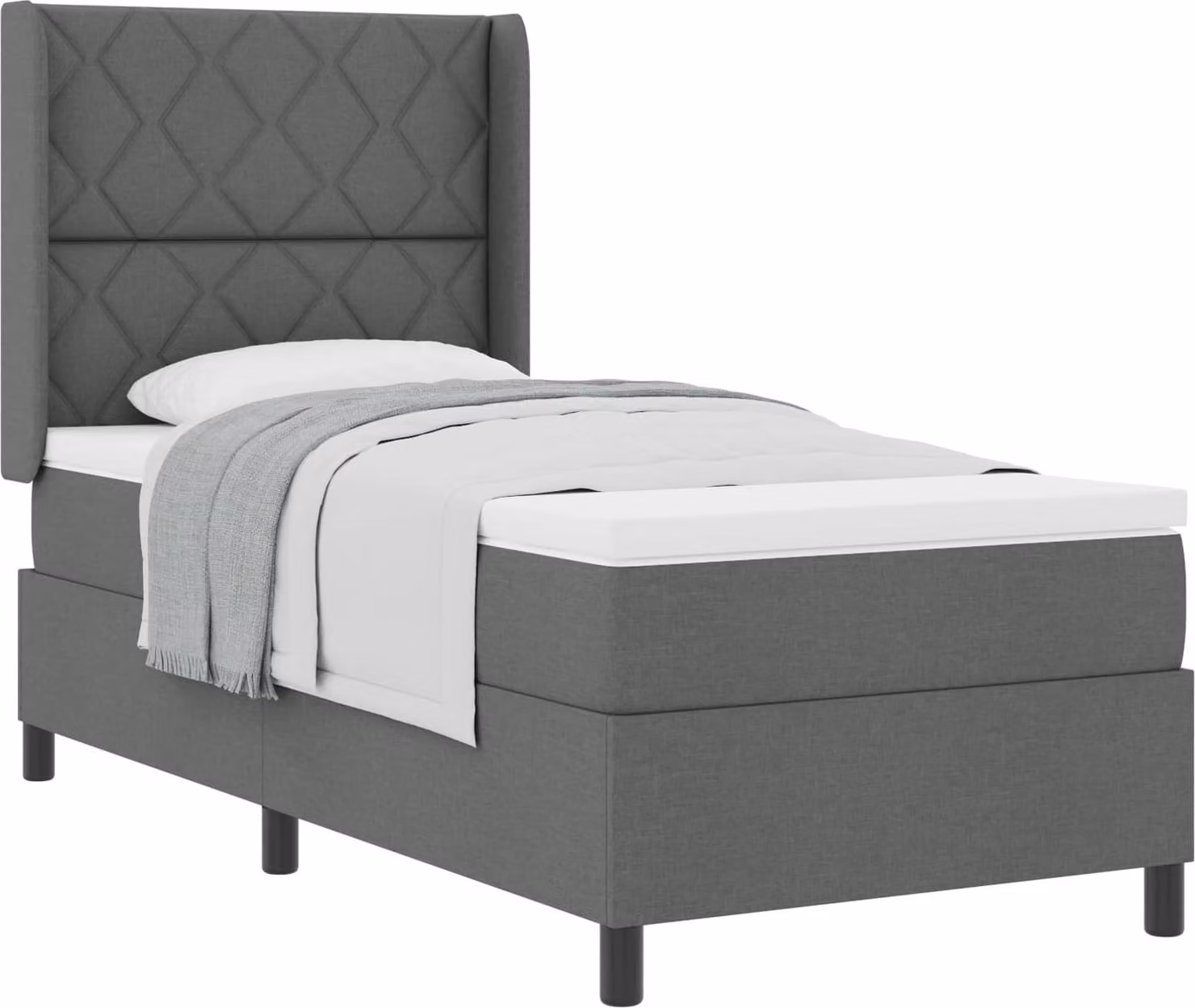 Letto a molle con materasso grigio scuro 100 x 200 cm in tessuto