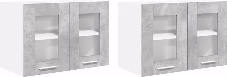 Armadio pensile con porta 2 pcs Grigio cemento 60 x 31 x 40 cm