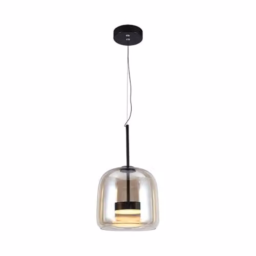 V-TAC Lampada LED Sospensione 6W, Metallo/Vetro, Nera Finiture Ambrate, H1440x230mm, 3000K IP20