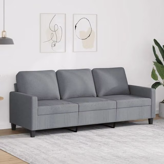 Divano a 3 Posti Grigio Chiaro 180 cm in Tessuto 359171