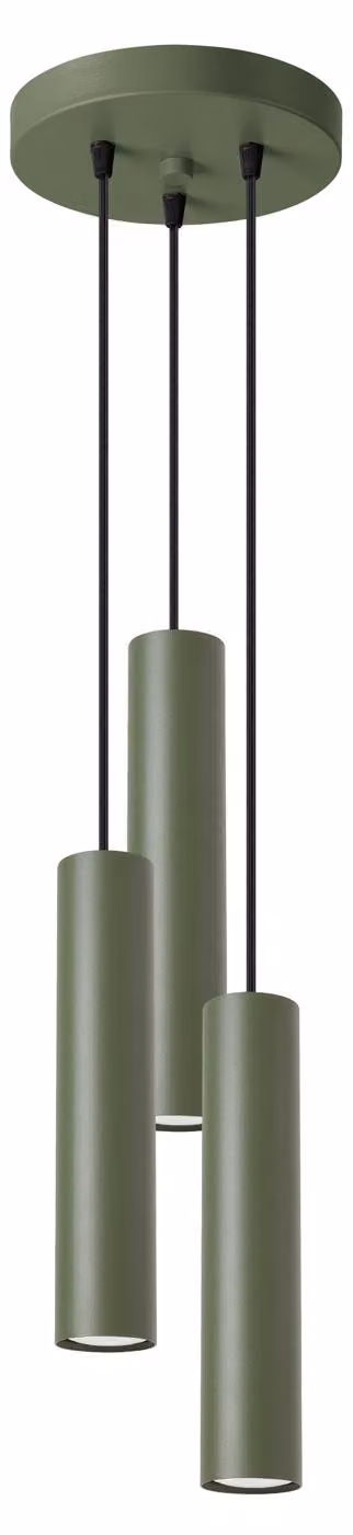Lampada a sospensione LAGOS 3P verde oliva 3xGU10 10W acciaio 108x19.5x19.5cm Sollux Lighting