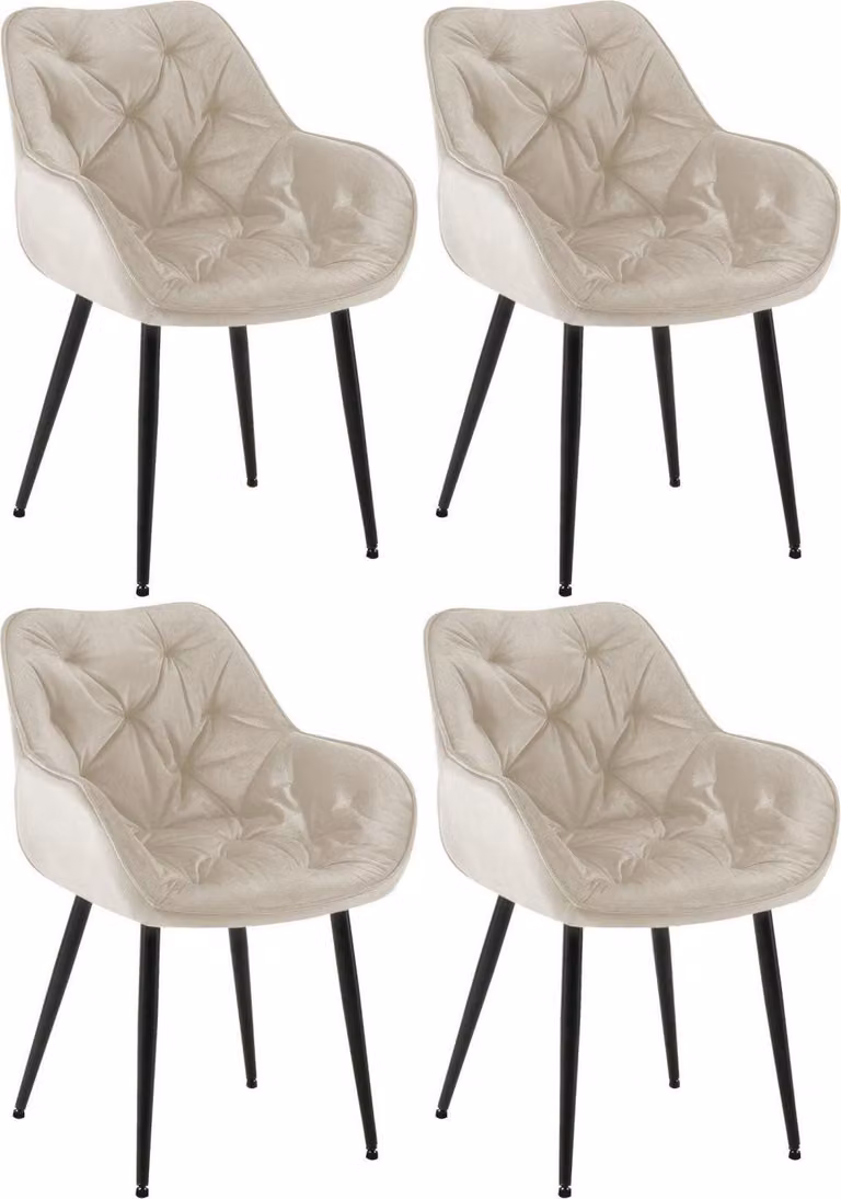 Set di 4 sedie da pranzo in velluto - sedie SAMT - ottimo comfort di seduta | colore: crema