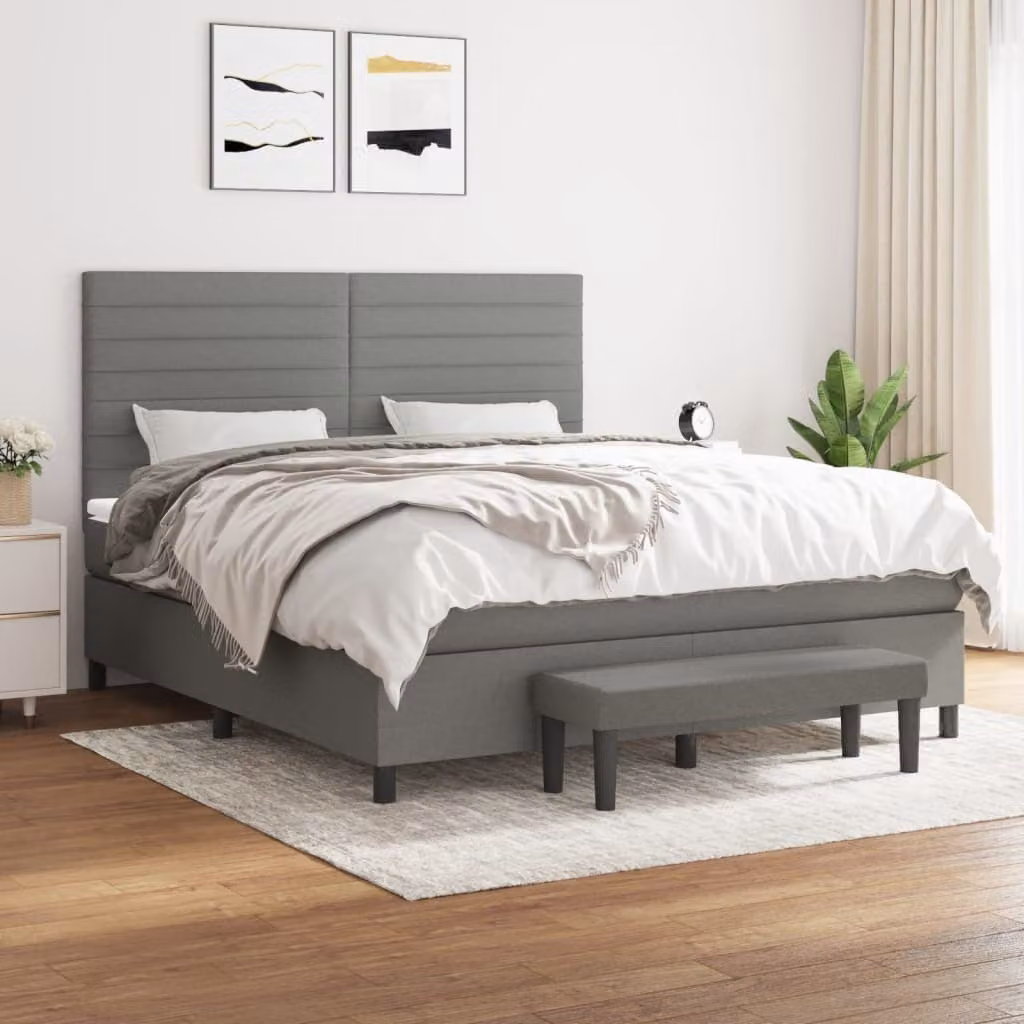 Maison Exclusive - Giroletto a Molle con Materasso Grigio Scuro 180x200 cm Tessuto