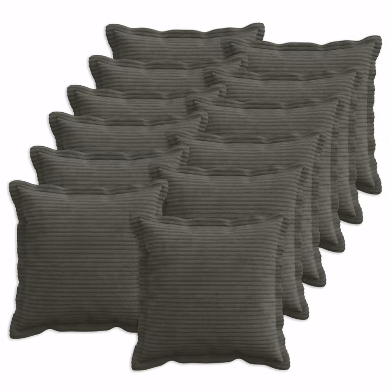 Set di 12 federe vidaXL HOUTEN in velluto a coste, colore antracite, 50 x 50 cm