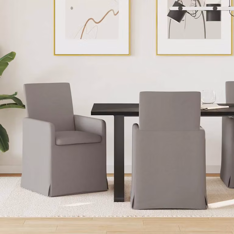 Set di 2 sedie da pranzo vidaXL in tessuto beige e grigio per cucina e sala da pranzo L/P/H: 57 x 68 x 94 cm