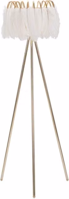 Lampada da Terra Feather Stand Ø46x147 cm in Ferro e Plastica Oro e Bianco