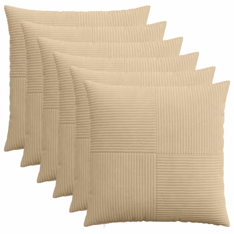 Set di 6 federe vidaXL ALMELO in velluto a coste, Grigio Verde, 70 x 70 cm