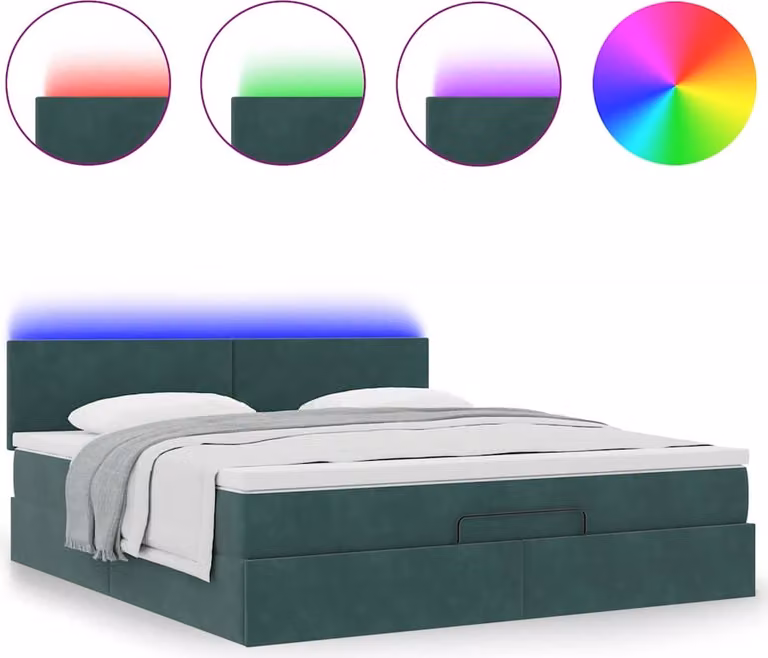 Struttura Letto Pouf con Materasso 180x200 cm in Velluto