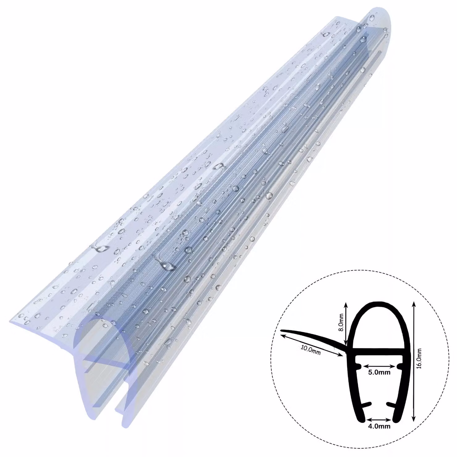 Guarnizione doccia D03 (4-5mm) - 70cm Profilo di ricambio per porta doccia per box doccia