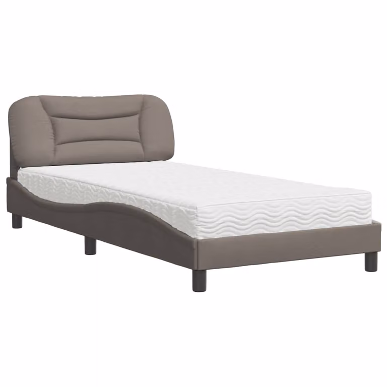 Letto con Materasso Hvar Tortora 100x200 cm in Tessuto