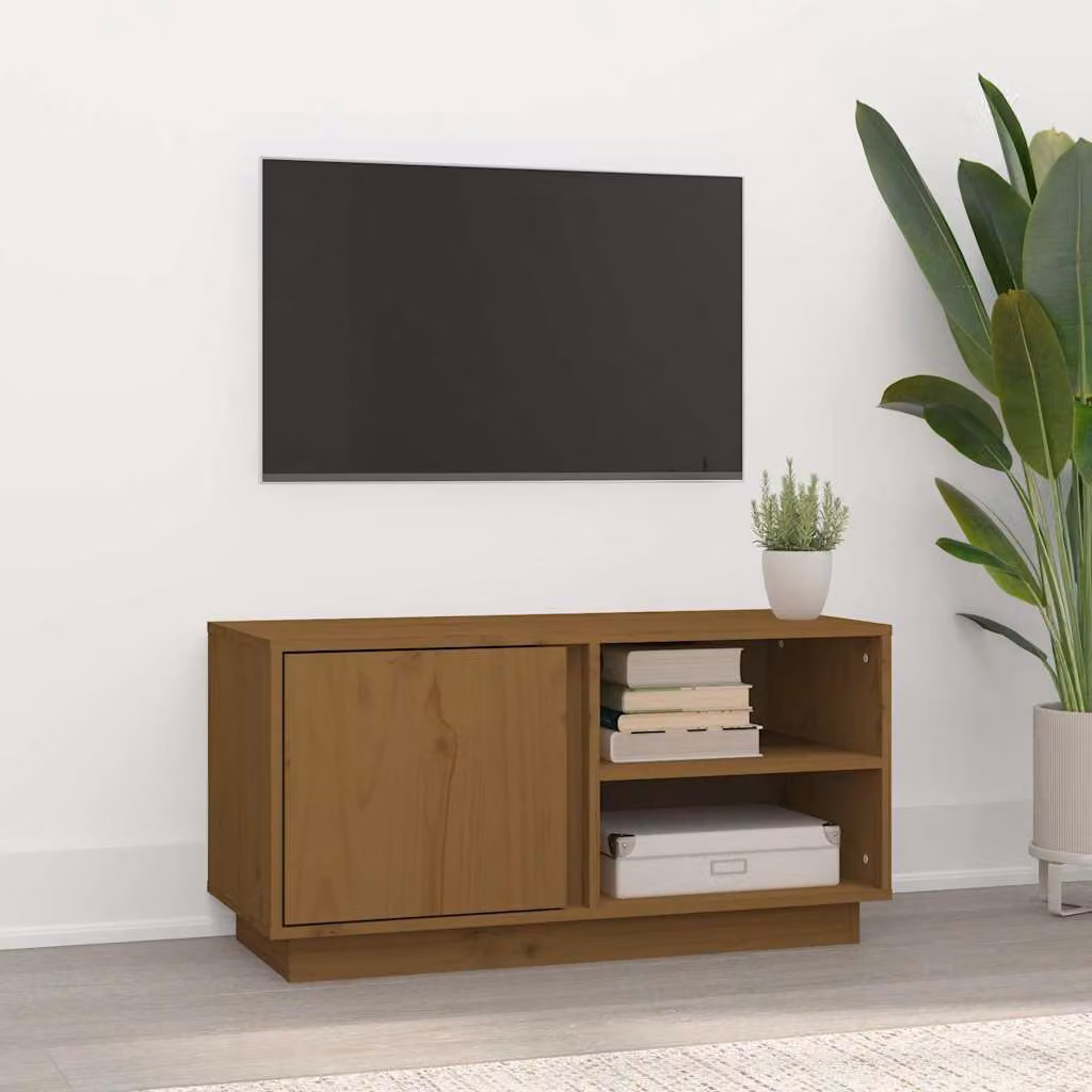 Mobile Porta TV vidaXL in Legno Massello di Pino, Colore Marrone Rustico, L 80 cm x P 35 cm x H 40,5 cm
