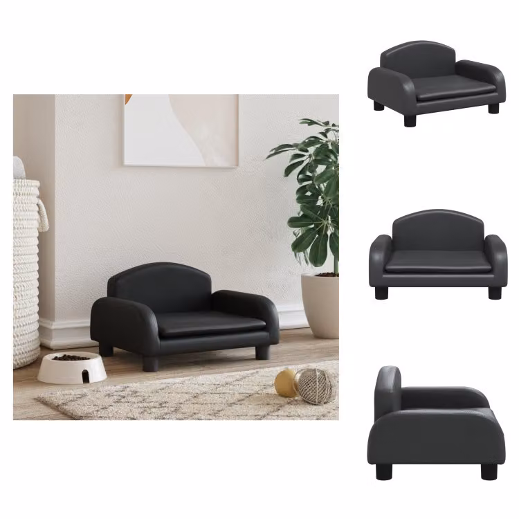 vidaXL Letto per cani nero 50x40x30 cm in Pelle finta - Letti per cani