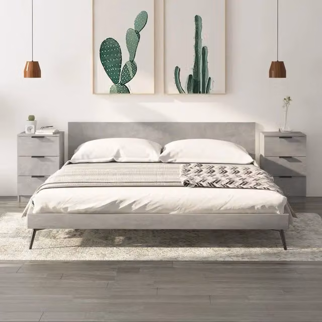 Comodini 2 pz-Set di 2 Tavolino da notte Grigio Cemento 40x36x65 cm