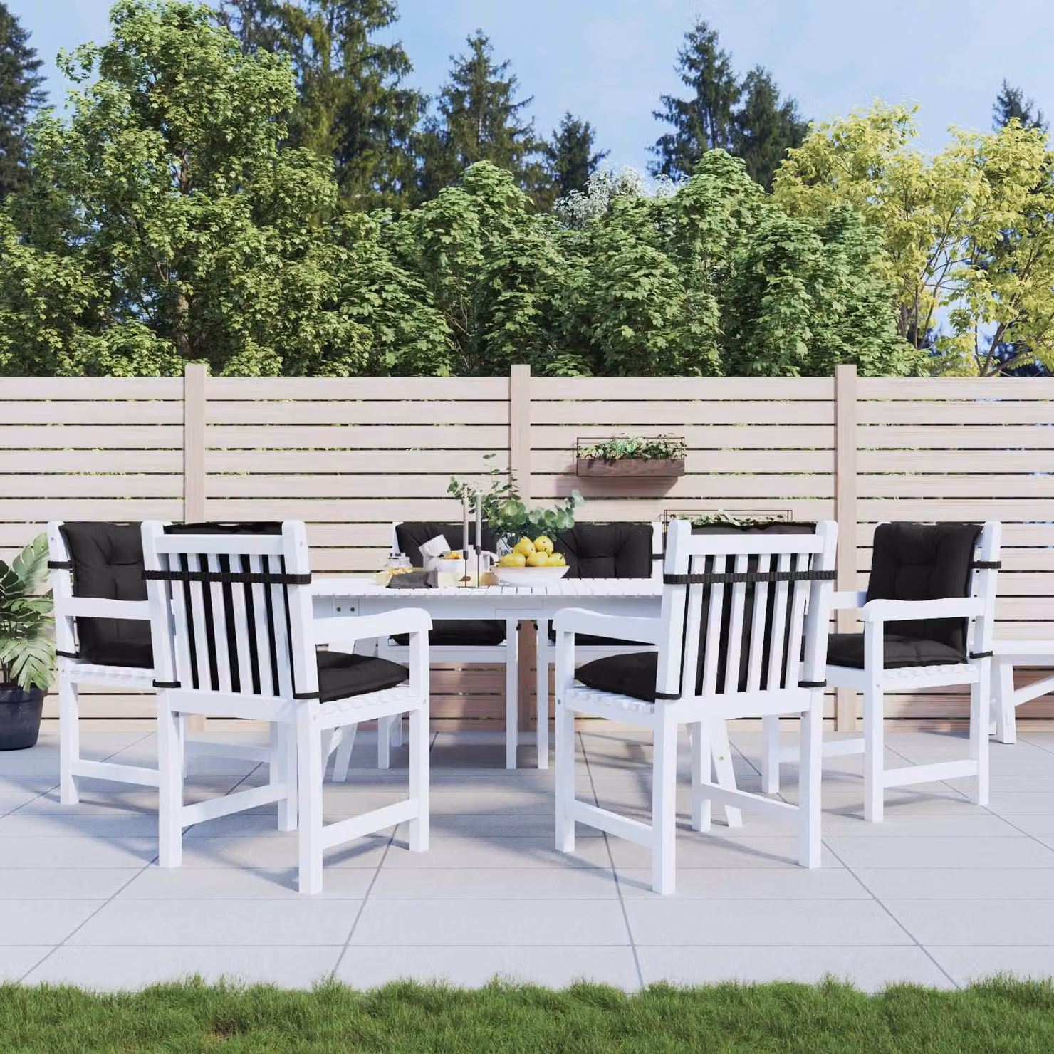 Set di 6 cuscini per sedia bassa vidaXL in poliestere moderno, colore nero melange