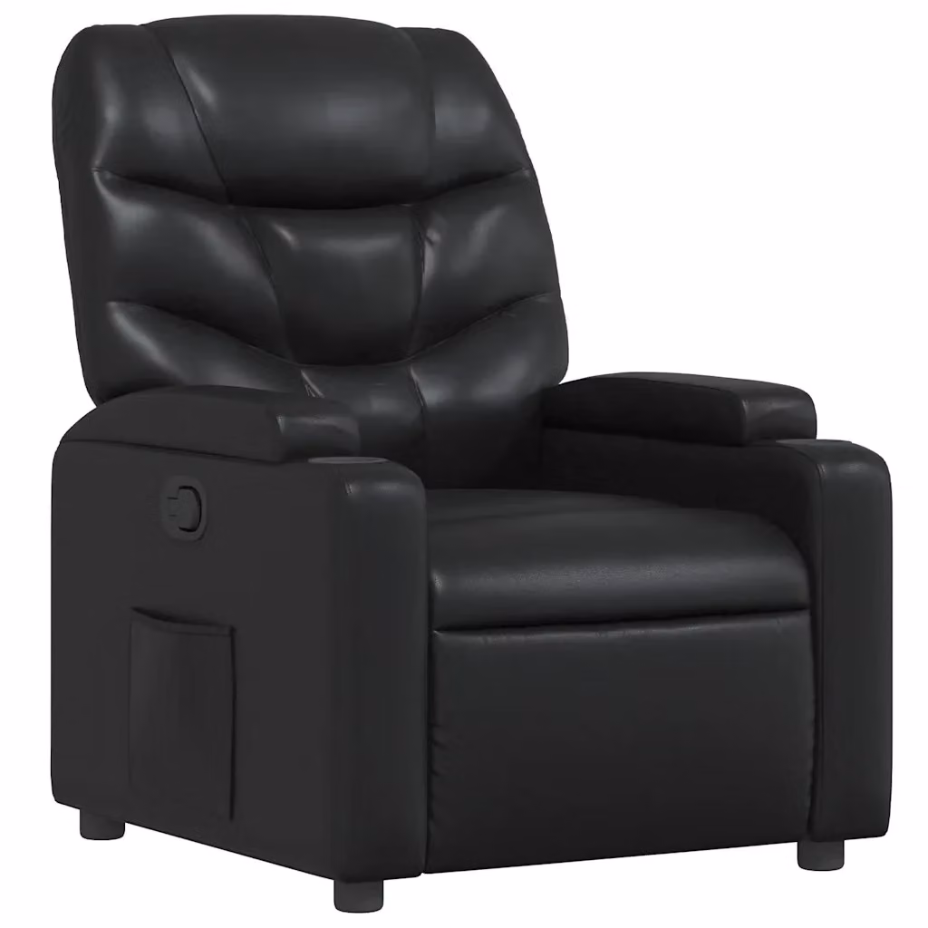 Poltrona reclinabile relax vidaXL in similpelle nera con braccioli e leva manuale – 2