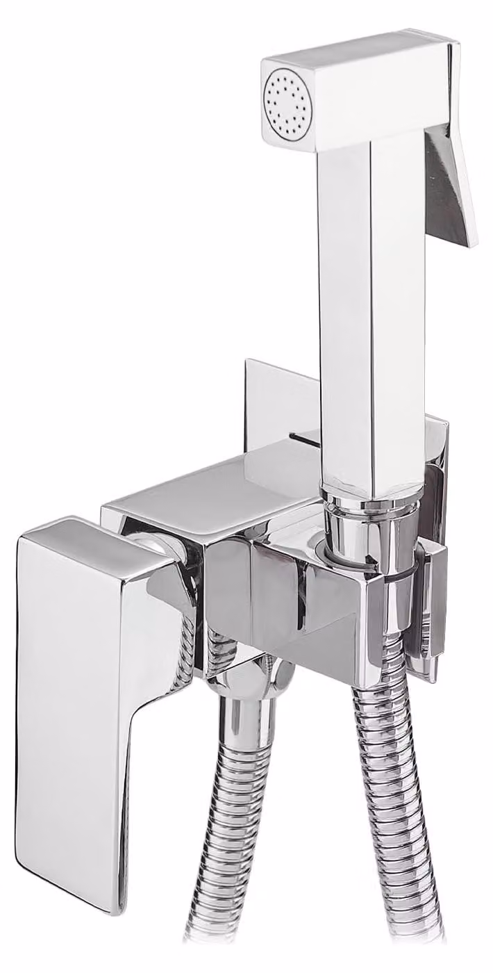 Miscelatore monocomando per WC e bidet, cromato, con doccetta e tubo flessibile da 1,2 metri