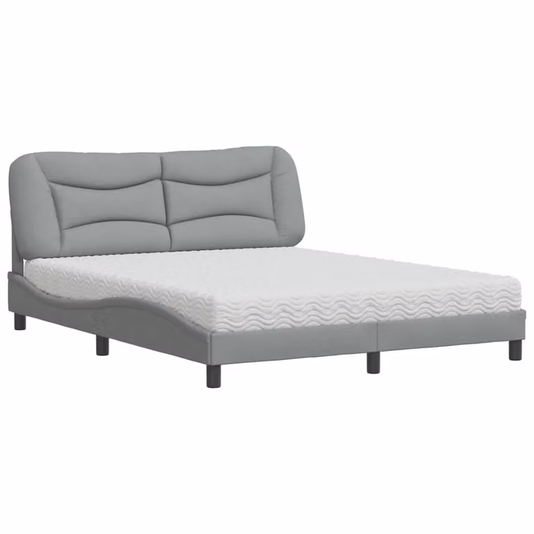 Letto con Materasso Hvar Grigio Chiaro160x200 cm Tessuto