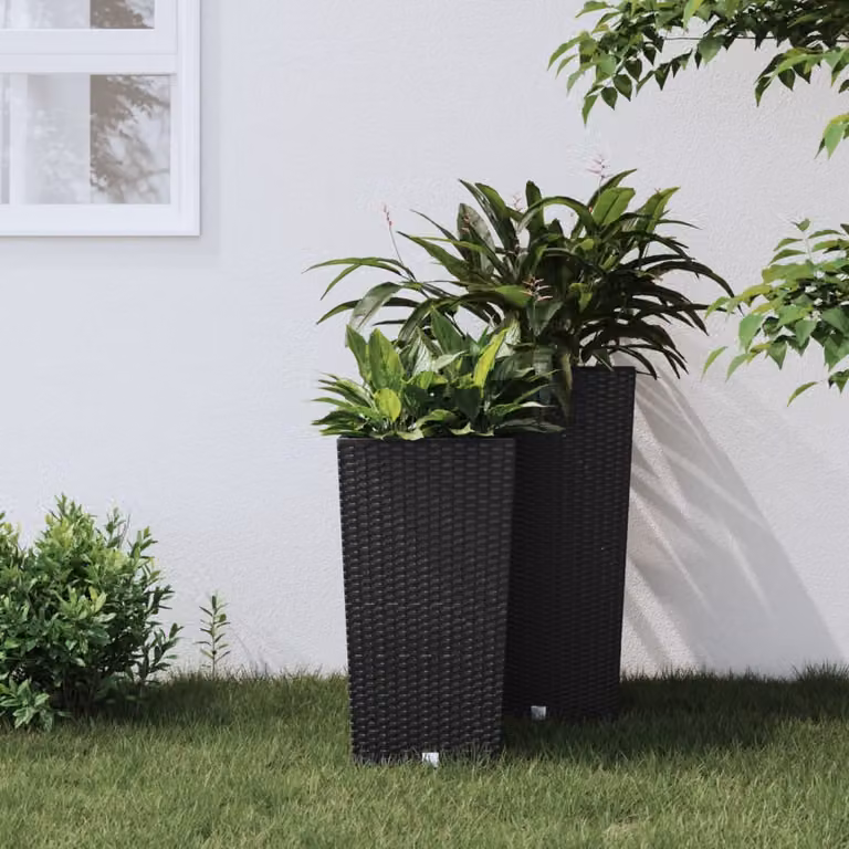 Fioriera vidaXL con interno rimovibile in rattan color antracite, capacità 26,5 L