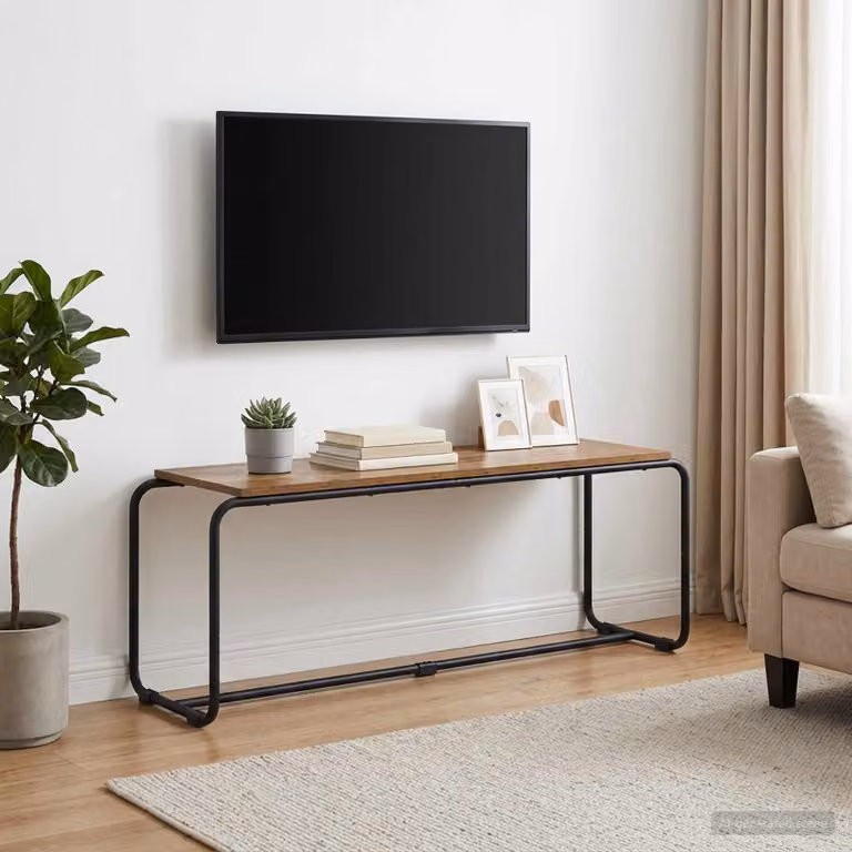 Supporto TV vidaXL in stile industriale in legno e metallo, colore marrone, L 113,5 x P 35,5 x H 42 cm