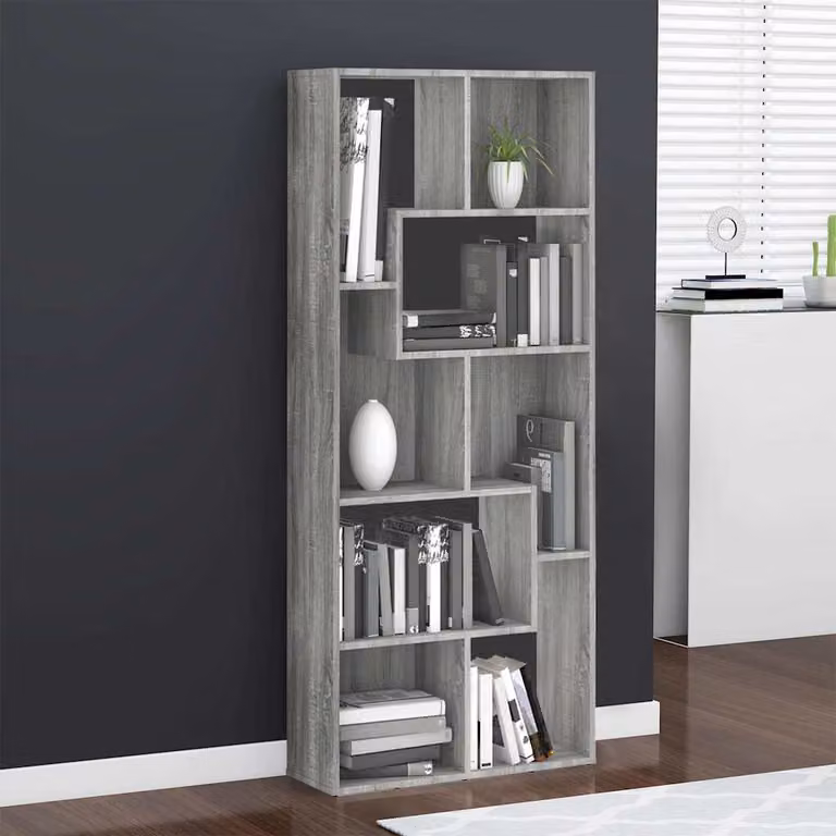 Libreria moderna vidaXL in legno MDF Grigio, montaggio a parete, L: 67 cm, P: 24 cm, H: 161 cm