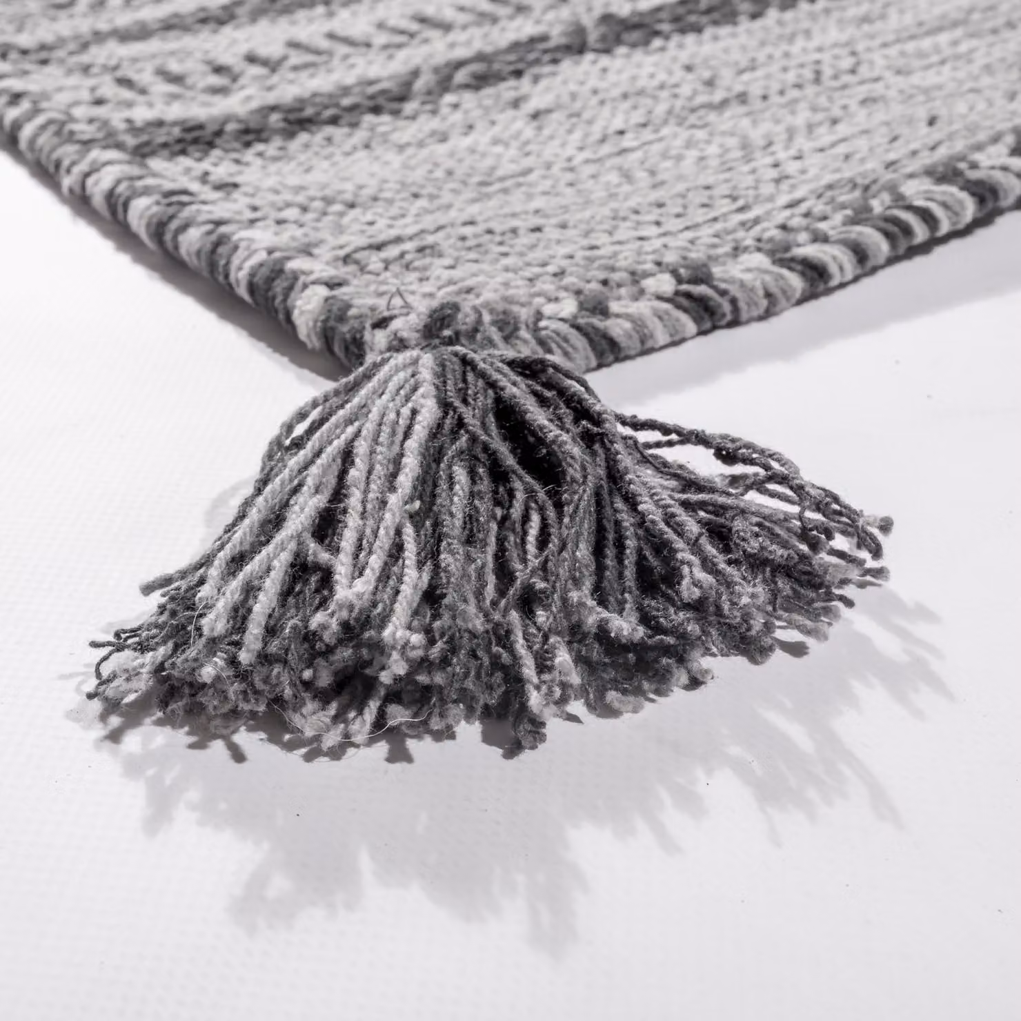 Tappeto Kilian grigio in cotone tessuto a mano con frange L: 160 cm, P: 220 cm – 3