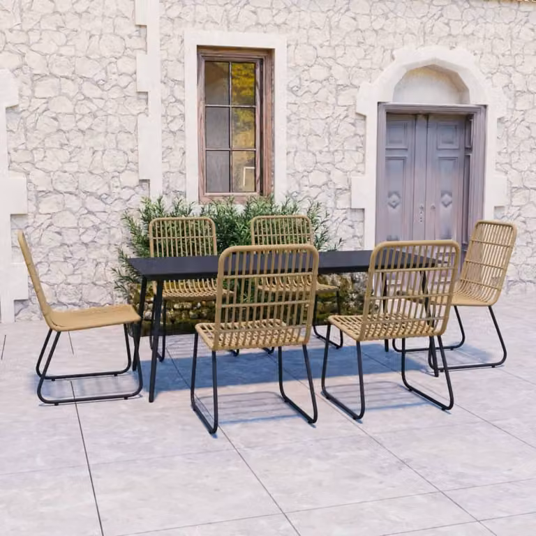 Maison Exclusive - Set da pranzo da giardino in 7 pezzi in rattan sintetico e vetro