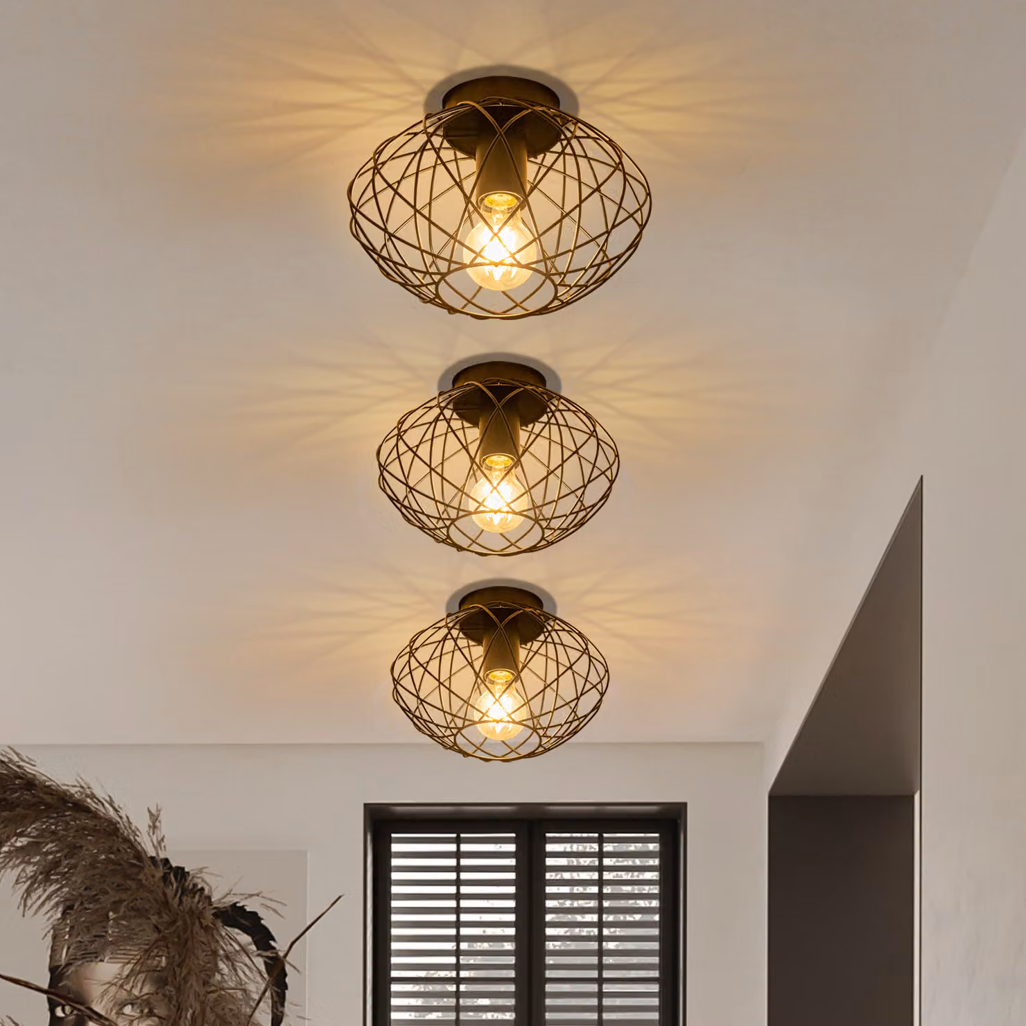ZMH Faretto da soffitto Nero Lampada da corridoio 1 Fiamma da soffitto Piccole luci da soffitto Industriale Lampada da soggiorno retrò con attacco E27 Max.40W Lampada da cucina Ø 25cm