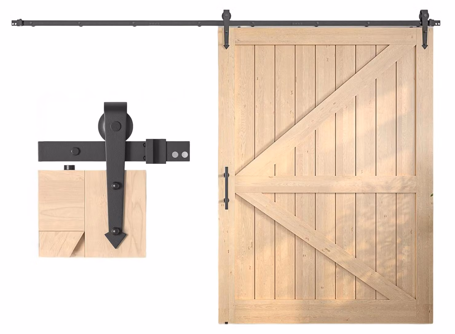 Sistema scorrevole a porta a soffitto, colore nero, set da 396 cm
