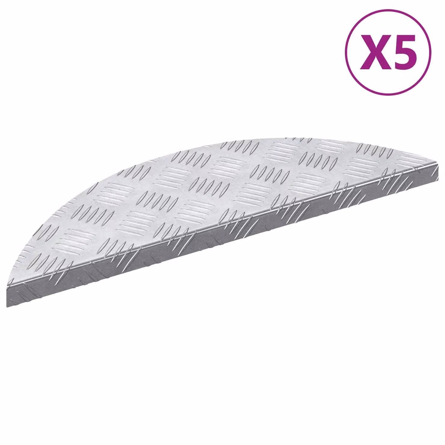 Set di 5 gradini per scale vidaXL in alluminio color argento, L: 60 cm, P: 18 cm, H: 2,5 cm