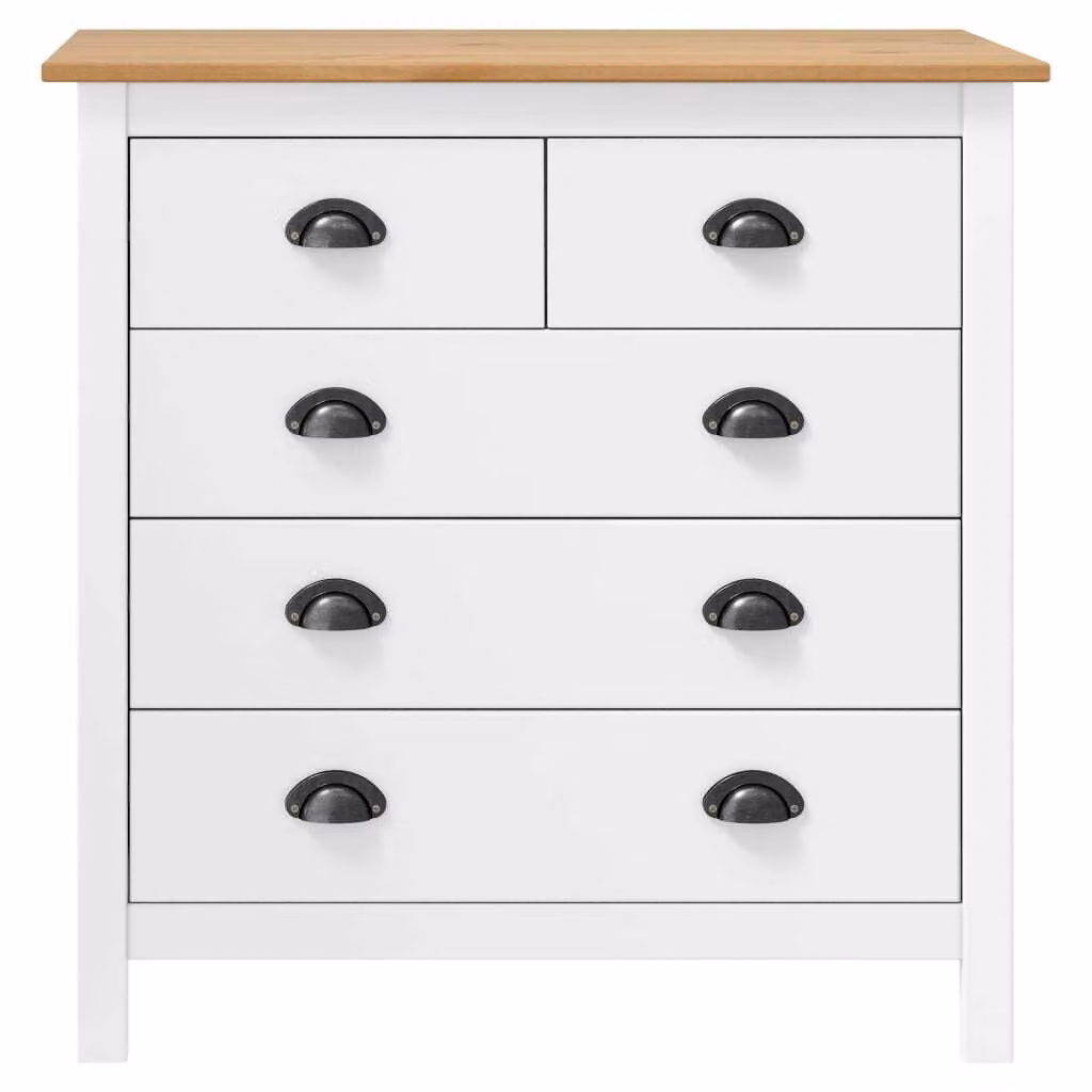 Credenza Hill Bianca 79x40x80 cm in Legno Massello di Pino