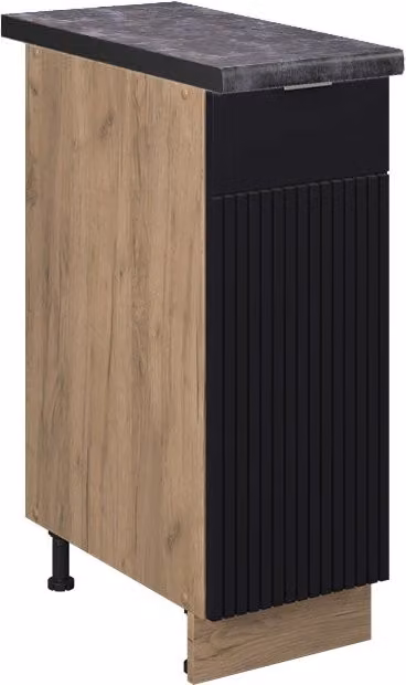 Armadio cucina dispensa alto Fame-Line Nero rigato/Rovere dorato 30 cm, PL Antracite Vicco