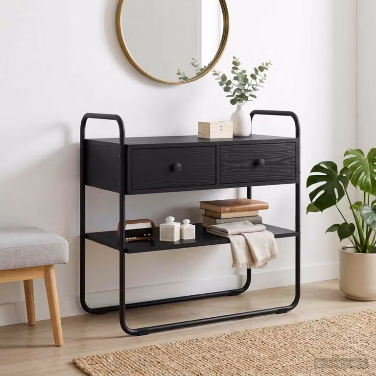 vidaXL Tavolo consolle moderno in nero L: 80 cm, P: 40 cm, H: 75 cm