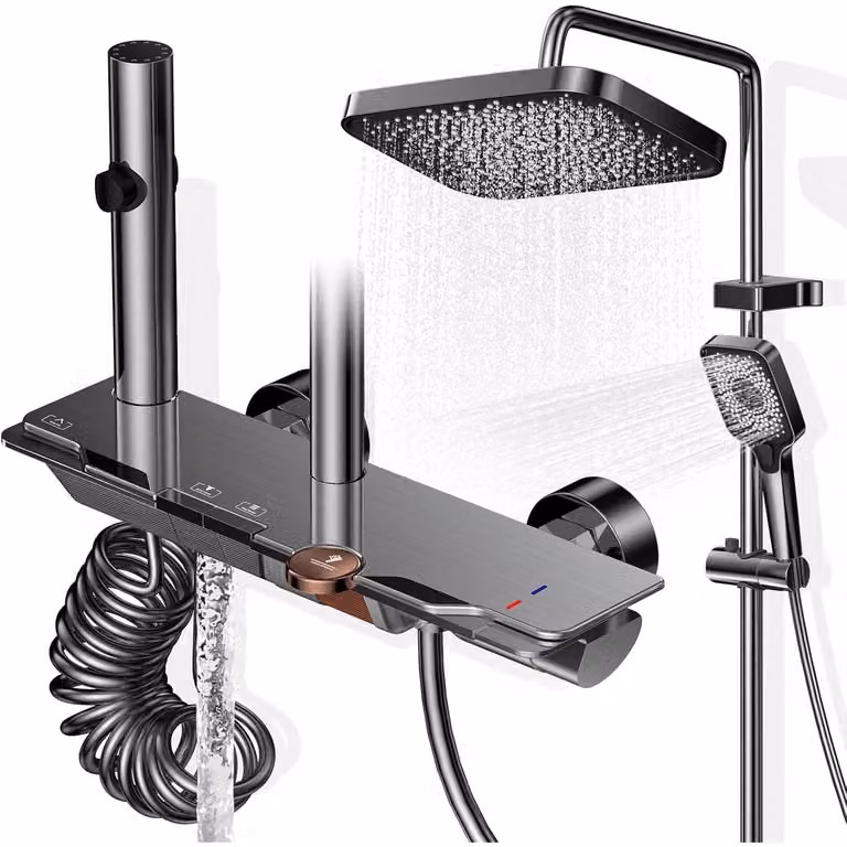 Pannello doccia colonna doccia sistema doccia - Con miscelatore - Soffione XXL 31,5 cm - Altezza regolabile 83-110 cm