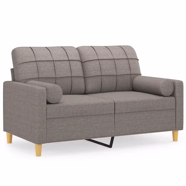 Divano | Divano da soggiorno | Sofa a 2 Posti con Cuscini Tortora 120 cm in Tessuto