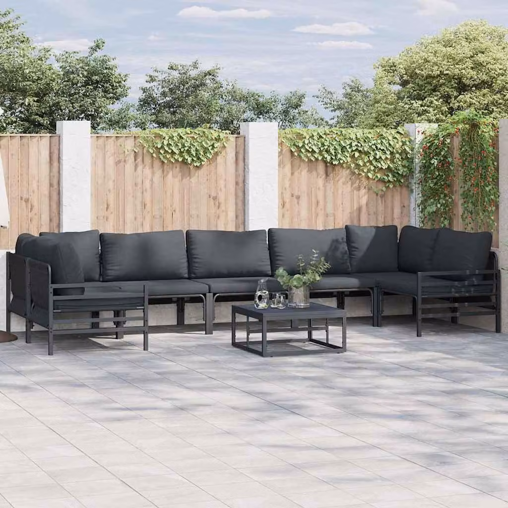 Maison Exclusive - Set da giardino composto da 7 pezzi, divano, acciaio nero