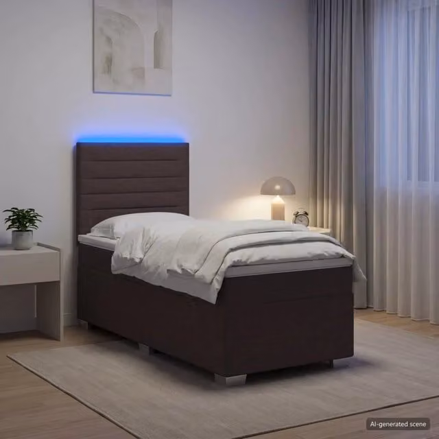 Letto box spring con materasso vidaXL in tessuto con base a sollevamento, illuminazione sottostante e porta USB, L/P: 100 x 200 cm – 1