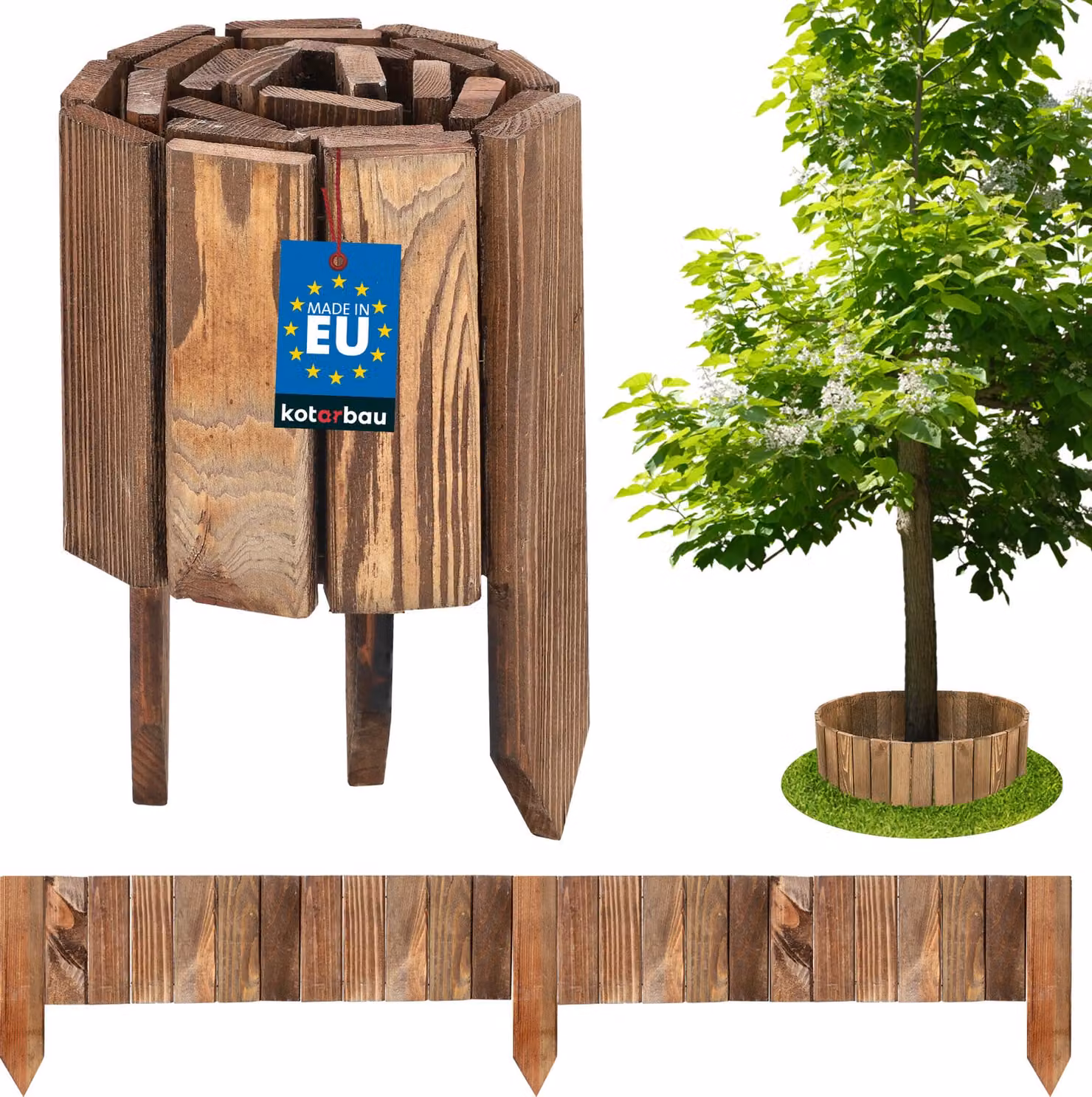 KOTARBAU® Staccionata in Legno per Giardino 110x10cm Recinzione Giardino Esterno in Legnomarrone Steccato per Giardino