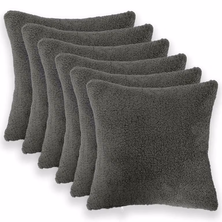 Set di 6 federe vidaXL HEERLEN in tessuto bouclé grigio scuro, L/P: 30 x 30 cm