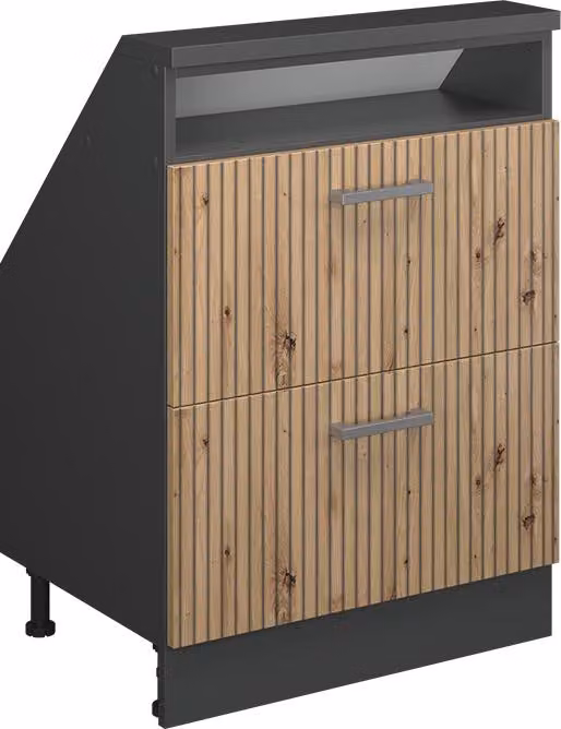 Mobile cucina sottotetto Vicco R-Line Rovere artigianale 60 cm con 2 cassetti, Model 58211