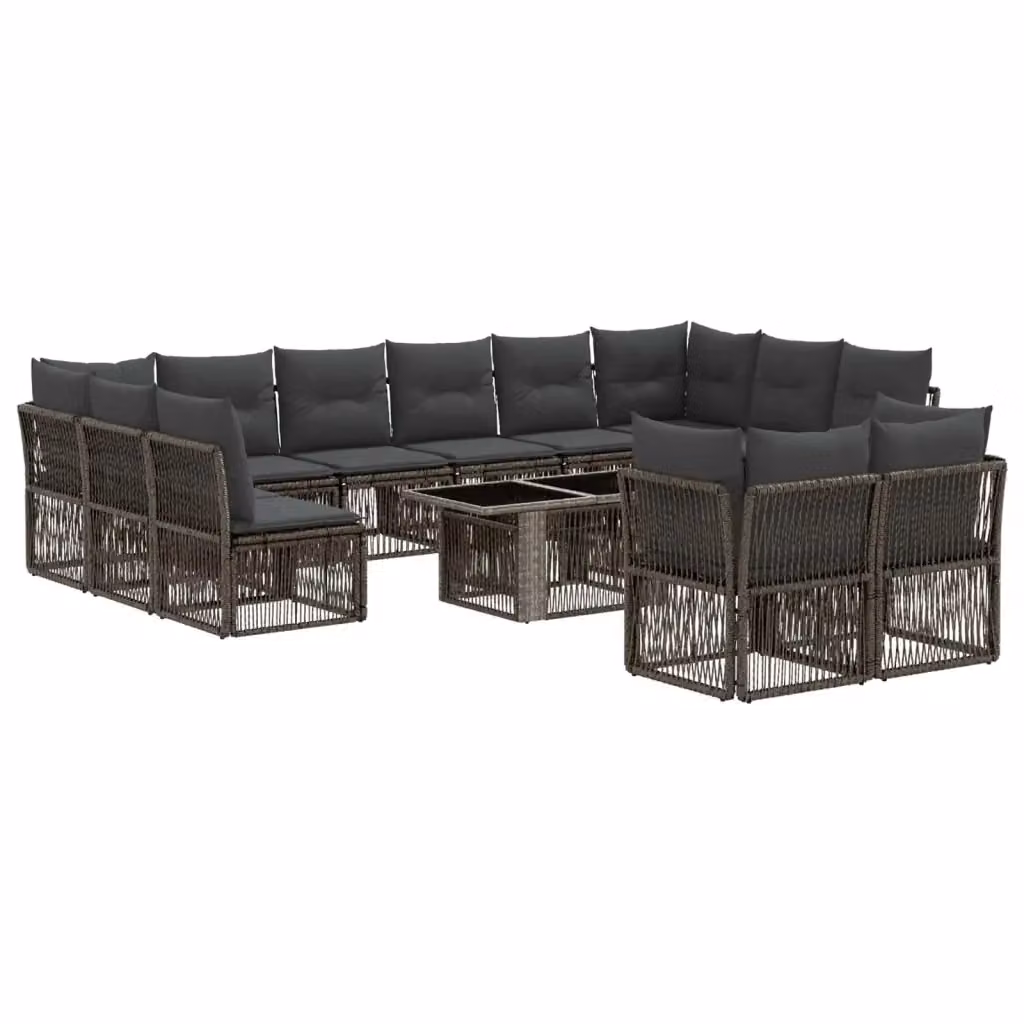 Set Divano da Giardino Moderno vidaXL in Polyrattan Grigio con Tavolino e Cuscini a Forma a U – 2